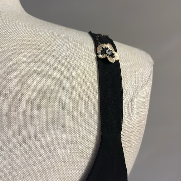 R&M Richards VTG Black bead/embroidered Asymmetrical High-Low formal Dress 10 - Picture 9 of 17